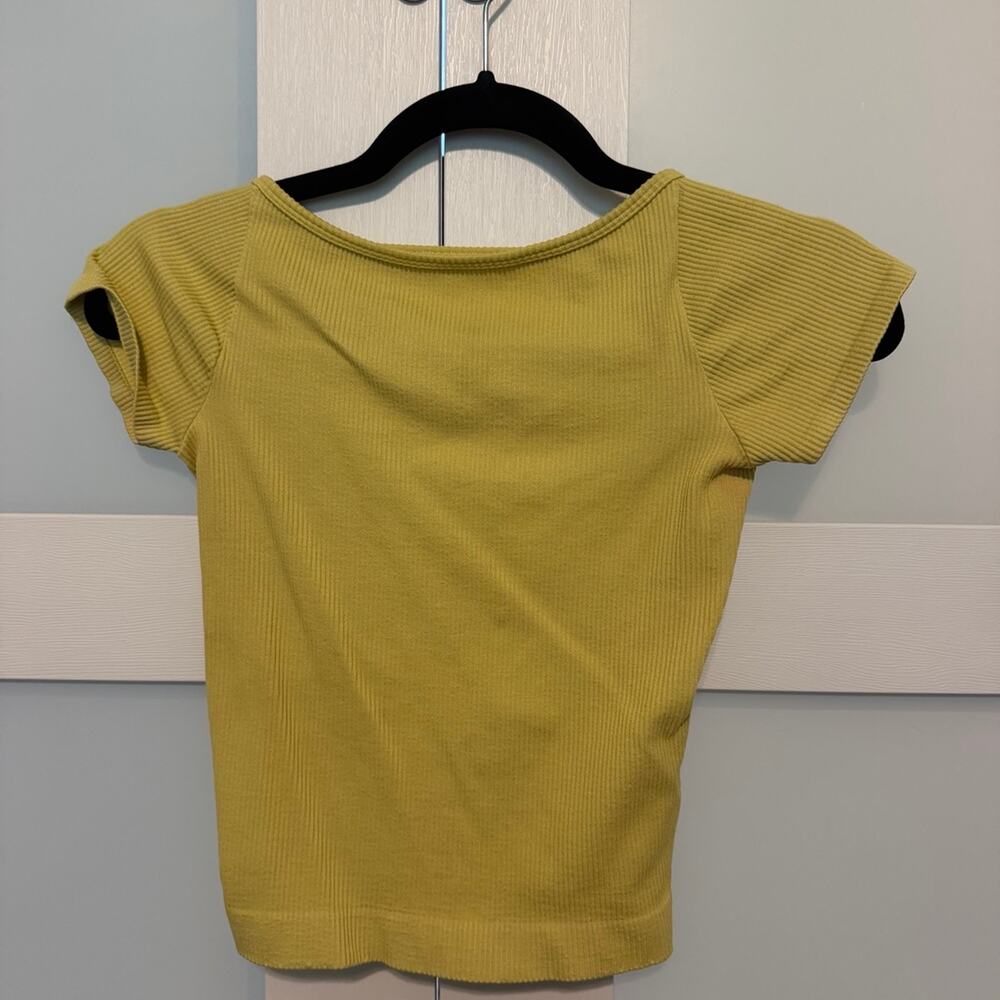 BDG Urban Outfitters Chartreuse Ribbed Scoop-Back Cap Sleeve Top XS